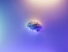 Brain floating in illuminated purple blue hues for Mayella Organics Brain fog blog