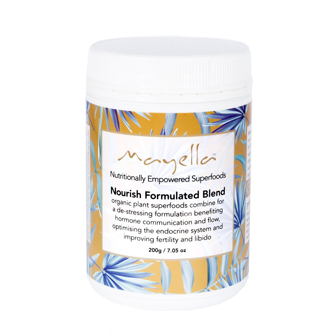 tub of nourish formulated blend on a white background