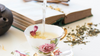 pouring botanical tisane into teacup